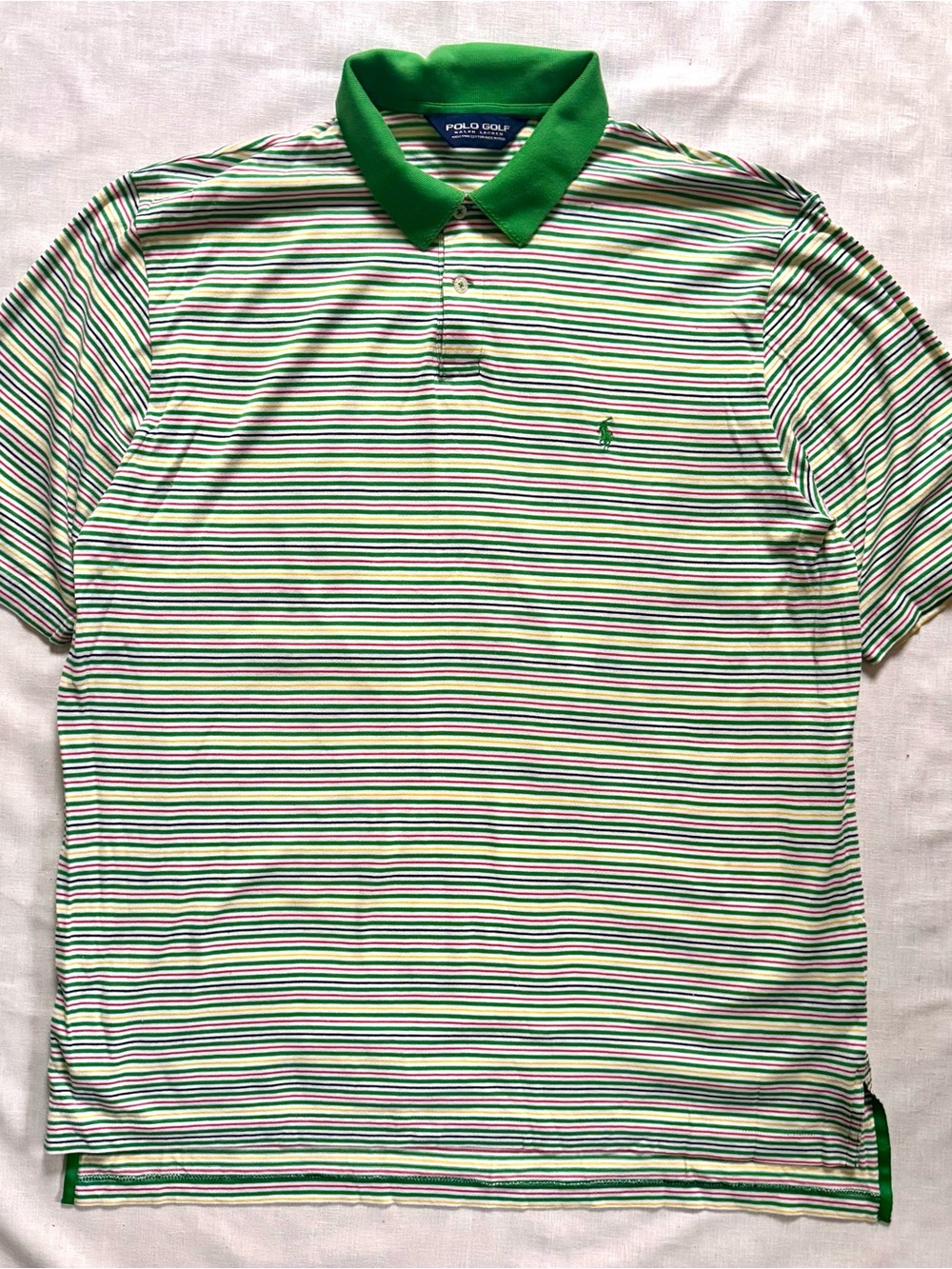 Ralph Lauren Polo Vintage Golf Green Red Yellow Navy Striped Short-Sleeve Polo